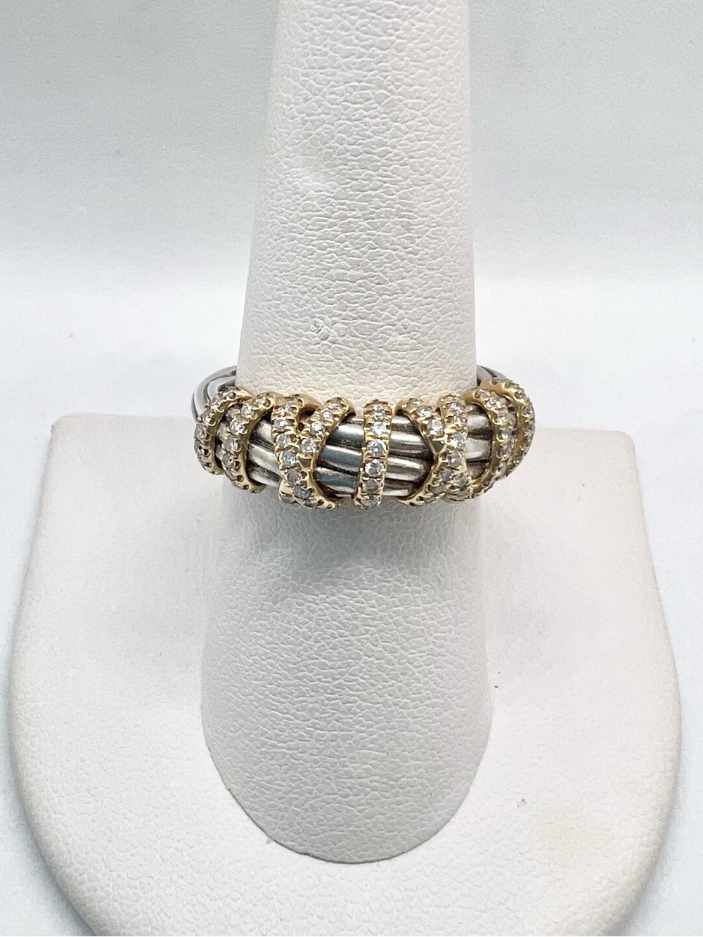 David Yurman Helena Ring Sterling Silver with 18K Yellow Gold and Diamonds